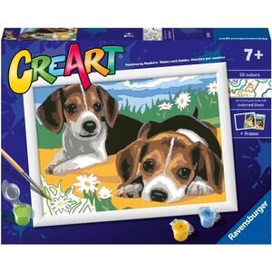 NEW Ravensburger CreArt Paint by Numbers Kit Jack Russell Puppies